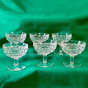 6- Fostoria America Clear cubist low sherbet glasses